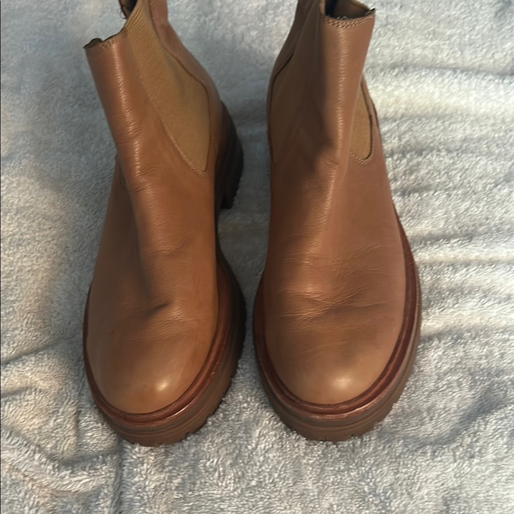 Tan Ankle Booties Smooth Leather Classic Design